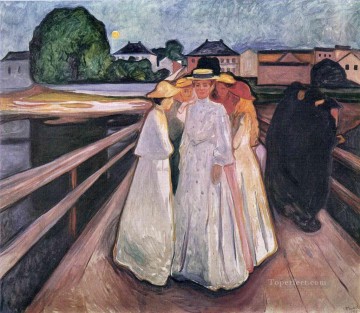 表現主義 Painting - 橋の上の貴婦人たち 1903 エドヴァルド・ムンク 表現主義